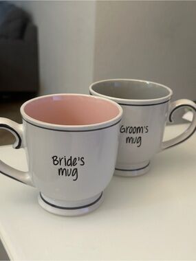 Bride and Groom Mugs - White Ceramic